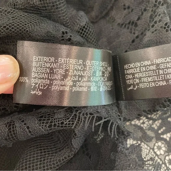 ZARA Floral Eyelash Black Lace Open Back Mock Neck Bodysuit - Picture 12 of 15